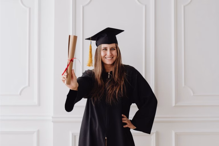 A Young Graduate Holding Her Diploma